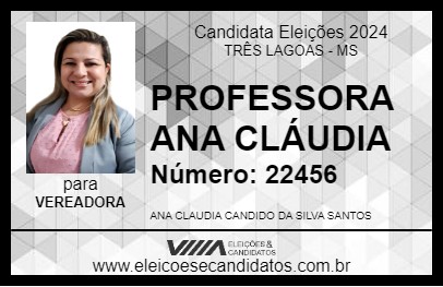 Candidato PROFESSORA ANA CLÁUDIA 2024 - TRÊS LAGOAS - Eleições