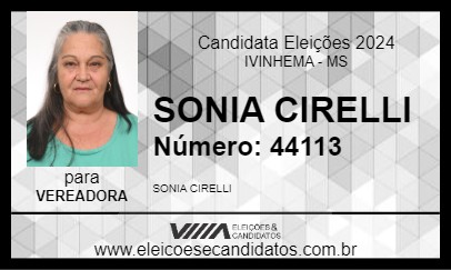 Candidato SONIA CIRELLI 2024 - IVINHEMA - Eleições