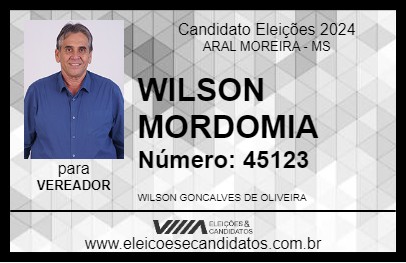 Candidato WILSON MORDOMIA 2024 - ARAL MOREIRA - Eleições