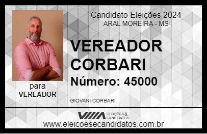 Candidato VEREADOR CORBARI 2024 - ARAL MOREIRA - Eleições