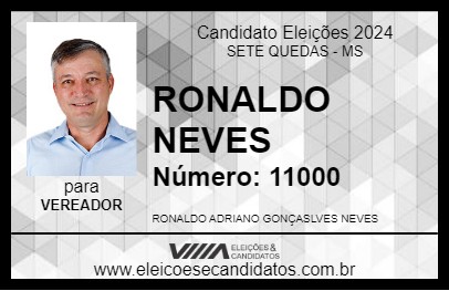 Candidato RONALDO NEVES 2024 - SETE QUEDAS - Eleições