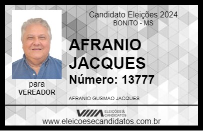 Candidato AFRANIO JACQUES 2024 - BONITO - Eleições