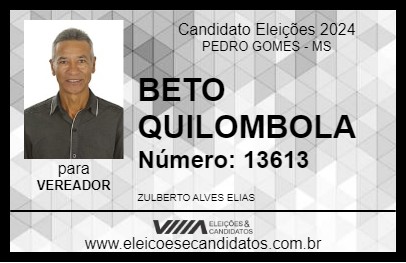 Candidato BETO QUILOMBOLA 2024 - PEDRO GOMES - Eleições