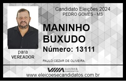 Candidato MANINHO BUXUDO 2024 - PEDRO GOMES - Eleições