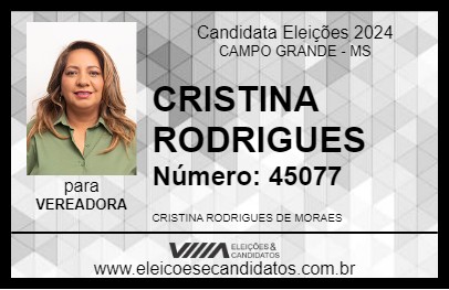 Candidato CRISTINA RODRIGUES 2024 - CAMPO GRANDE - Eleições