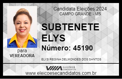 Candidato SUBTENENTE ELYS 2024 - CAMPO GRANDE - Eleições