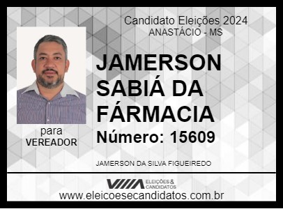 Candidato JAMERSON SABIÁ DA FÁRMACIA 2024 - ANASTÁCIO - Eleições