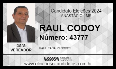 Candidato RAUL CODOY 2024 - ANASTÁCIO - Eleições