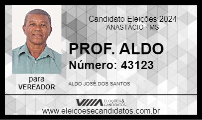 Candidato PROF. ALDO 2024 - ANASTÁCIO - Eleições