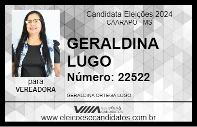 Candidato GERALDINA LUGO 2024 - CAARAPÓ - Eleições