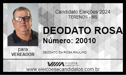 Candidato DEODATO ROSA 2024 - TERENOS - Eleições