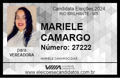 Candidato MARIELE CAMARGO 2024 - RIO BRILHANTE - Eleições