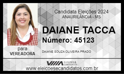 Candidato DAIANE TACCA 2024 - ANAURILÂNDIA - Eleições