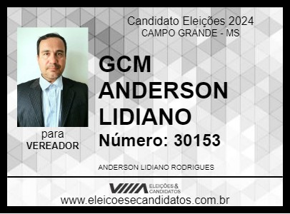 Candidato GCM ANDERSON LIDIANO 2024 - CAMPO GRANDE - Eleições