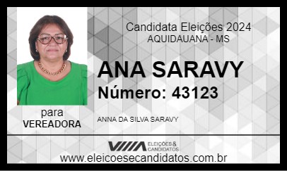 Candidato ANA SARAVY 2024 - AQUIDAUANA - Eleições