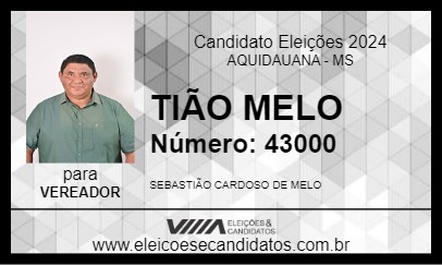 Candidato TIÃO MELO 2024 - AQUIDAUANA - Eleições