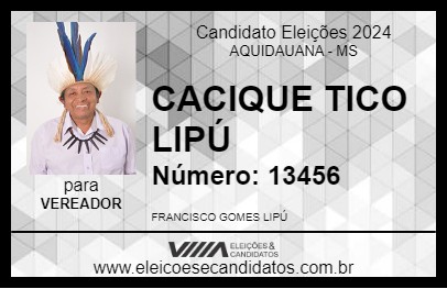 Candidato CACIQUE TICO LIPÚ 2024 - AQUIDAUANA - Eleições