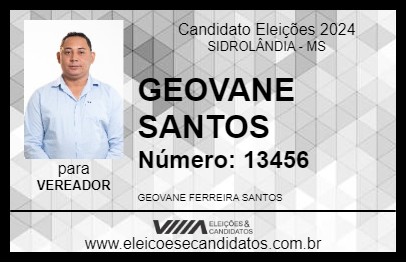 Candidato GEOVANE SANTOS 2024 - SIDROLÂNDIA - Eleições