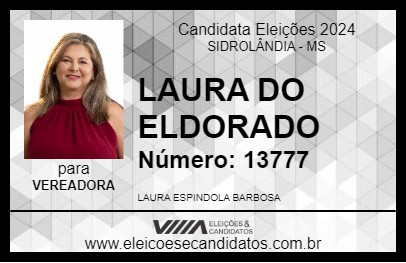 Candidato LAURA DO ELDORADO 2024 - SIDROLÂNDIA - Eleições