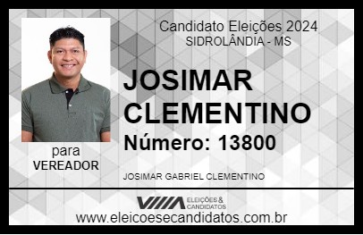 Candidato JOSIMAR CLEMENTINO 2024 - SIDROLÂNDIA - Eleições