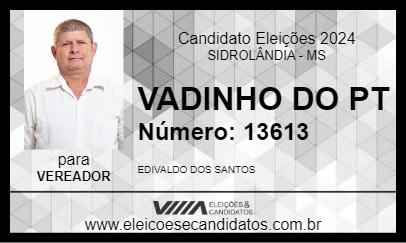 Candidato VADINHO DO PT 2024 - SIDROLÂNDIA - Eleições