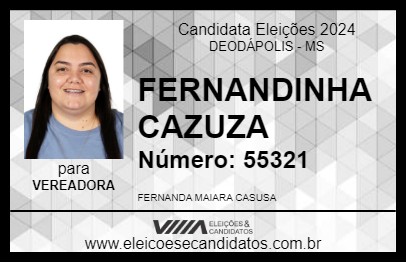 Candidato FERNANDINHA CAZUZA 2024 - DEODÁPOLIS - Eleições