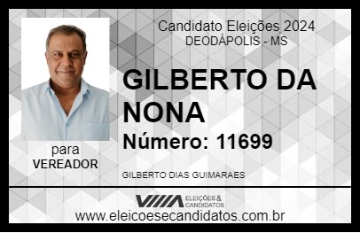 Candidato GILBERTO DA NONA 2024 - DEODÁPOLIS - Eleições