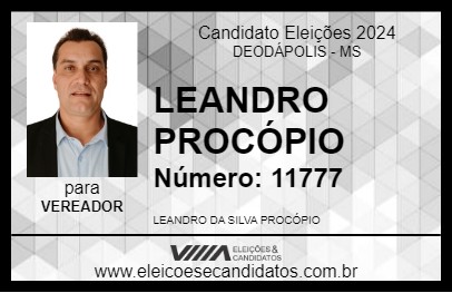 Candidato LEANDRO PROCÓPIO 2024 - DEODÁPOLIS - Eleições