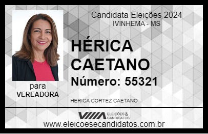 Candidato HÉRICA CAETANO 2024 - IVINHEMA - Eleições