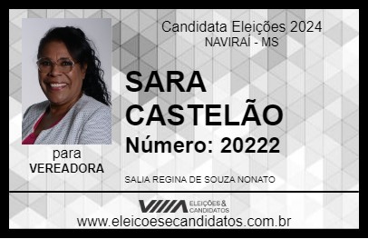 Candidato SARA CASTELÃO 2024 - NAVIRAÍ - Eleições