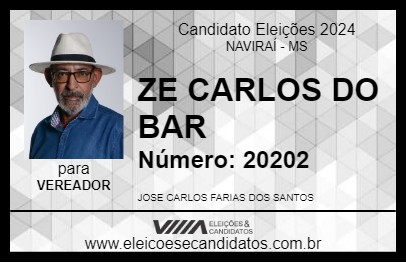 Candidato ZE CARLOS DO BAR 2024 - NAVIRAÍ - Eleições