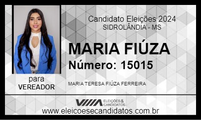 Candidato MARIA FIÚZA 2024 - SIDROLÂNDIA - Eleições