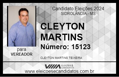 Candidato CLEYTON MARTINS 2024 - SIDROLÂNDIA - Eleições