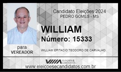 Candidato WILLIAM EPITÁCIO 2024 - PEDRO GOMES - Eleições