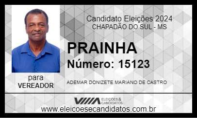 Candidato PRAINHA 2024 - CHAPADÃO DO SUL - Eleições