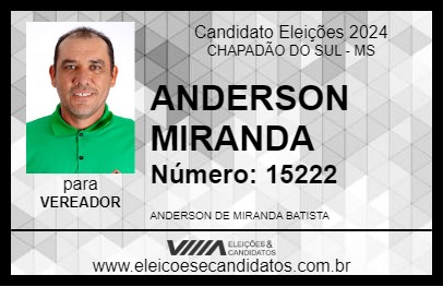 Candidato ANDERSON MIRANDA 2024 - CHAPADÃO DO SUL - Eleições