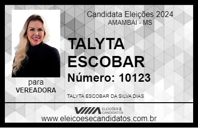 Candidato TALYTA ESCOBAR 2024 - AMAMBAI - Eleições