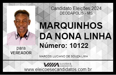 Candidato MARQUINHOS  DA NONA LINHA 2024 - DEODÁPOLIS - Eleições