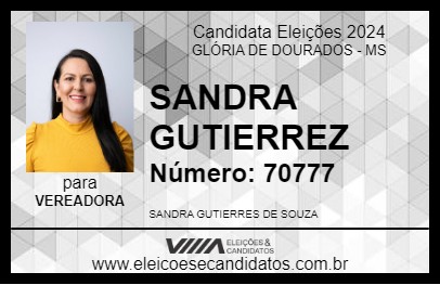 Candidato SANDRA GUTIERREZ 2024 - GLÓRIA DE DOURADOS - Eleições