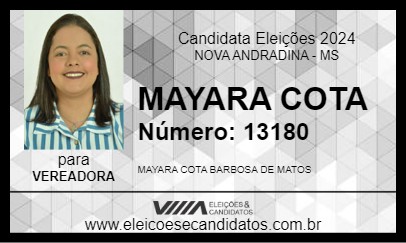 Candidato MAYARA COTA 2024 - NOVA ANDRADINA - Eleições