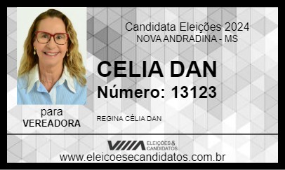 Candidato CELIA DAN 2024 - NOVA ANDRADINA - Eleições