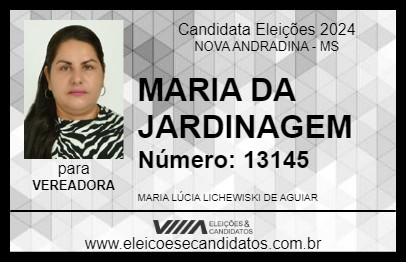 Candidato MARIA DA JARDINAGEM 2024 - NOVA ANDRADINA - Eleições