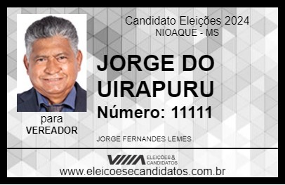 Candidato JORGE DO UIRAPURU 2024 - NIOAQUE - Eleições