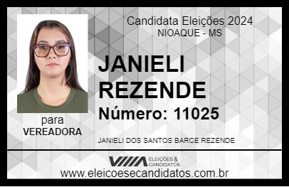 Candidato JANIELI REZENDE 2024 - NIOAQUE - Eleições