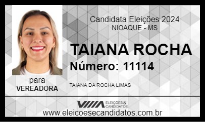 Candidato TAIANA ROCHA 2024 - NIOAQUE - Eleições