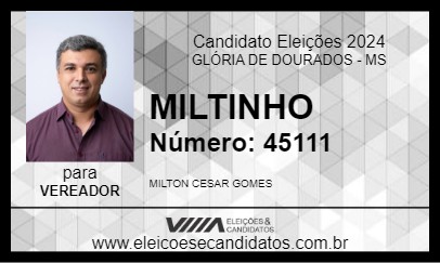 Candidato MILTINHO 2024 - GLÓRIA DE DOURADOS - Eleições