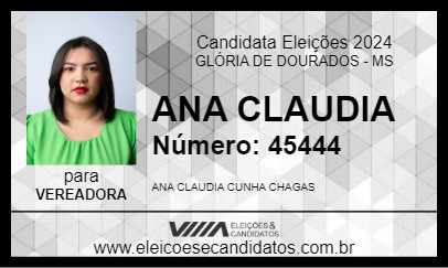 Candidato ANA CLAUDIA 2024 - GLÓRIA DE DOURADOS - Eleições