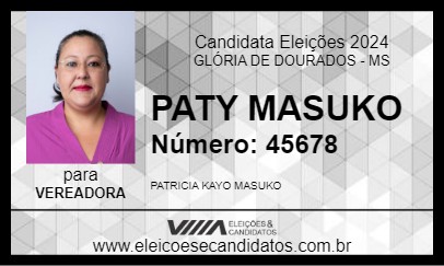 Candidato PATY MASUKO 2024 - GLÓRIA DE DOURADOS - Eleições