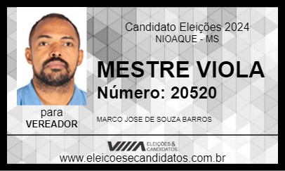 Candidato MESTRE VIOLA 2024 - NIOAQUE - Eleições