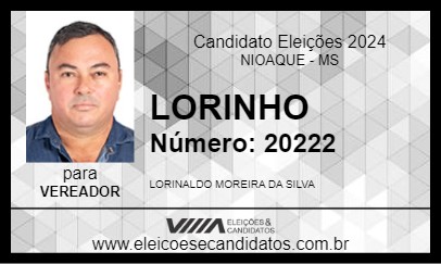 Candidato LORINHO 2024 - NIOAQUE - Eleições